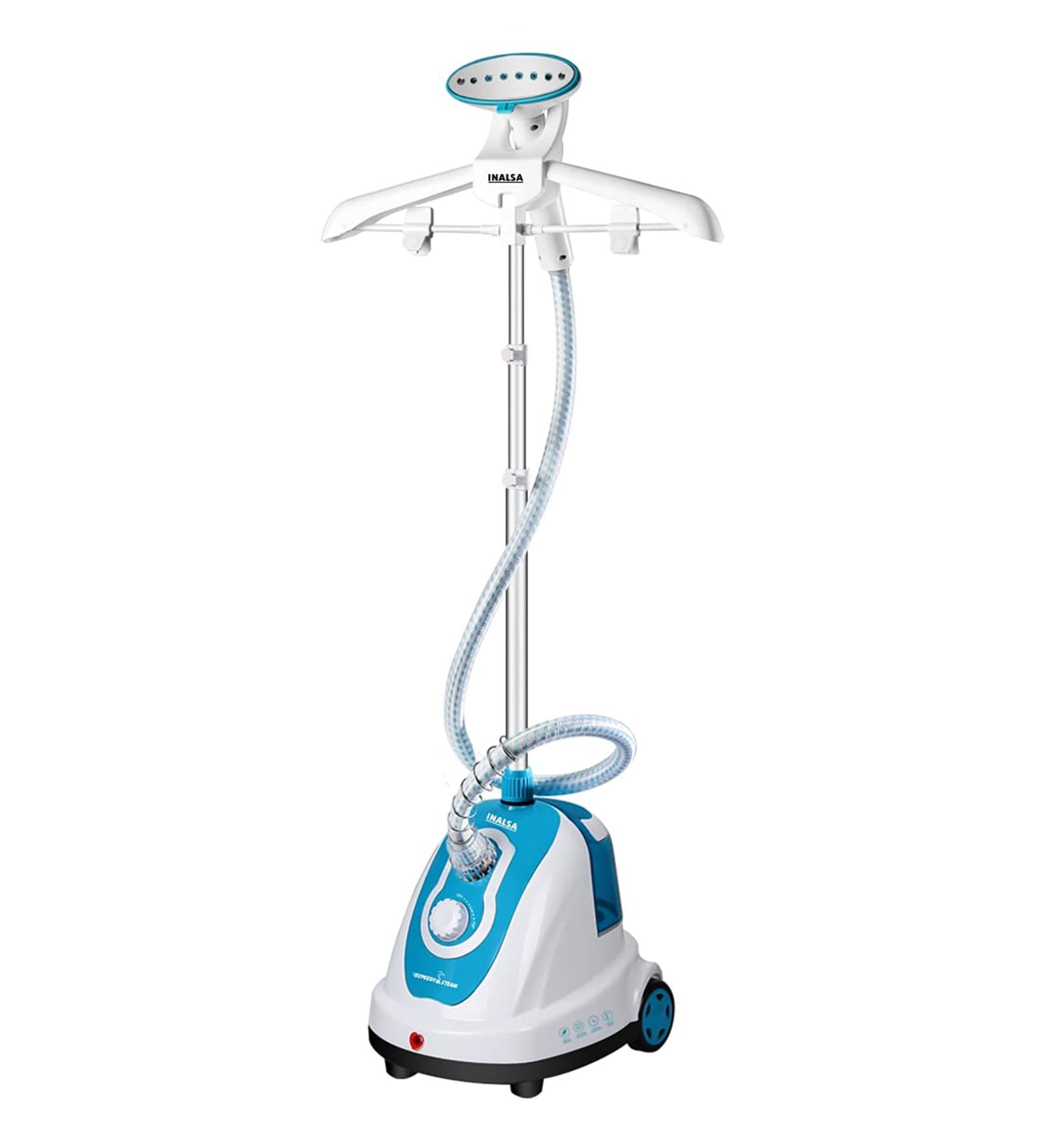 White Standing Garment Steamer with Adjustable Pole & Hanger