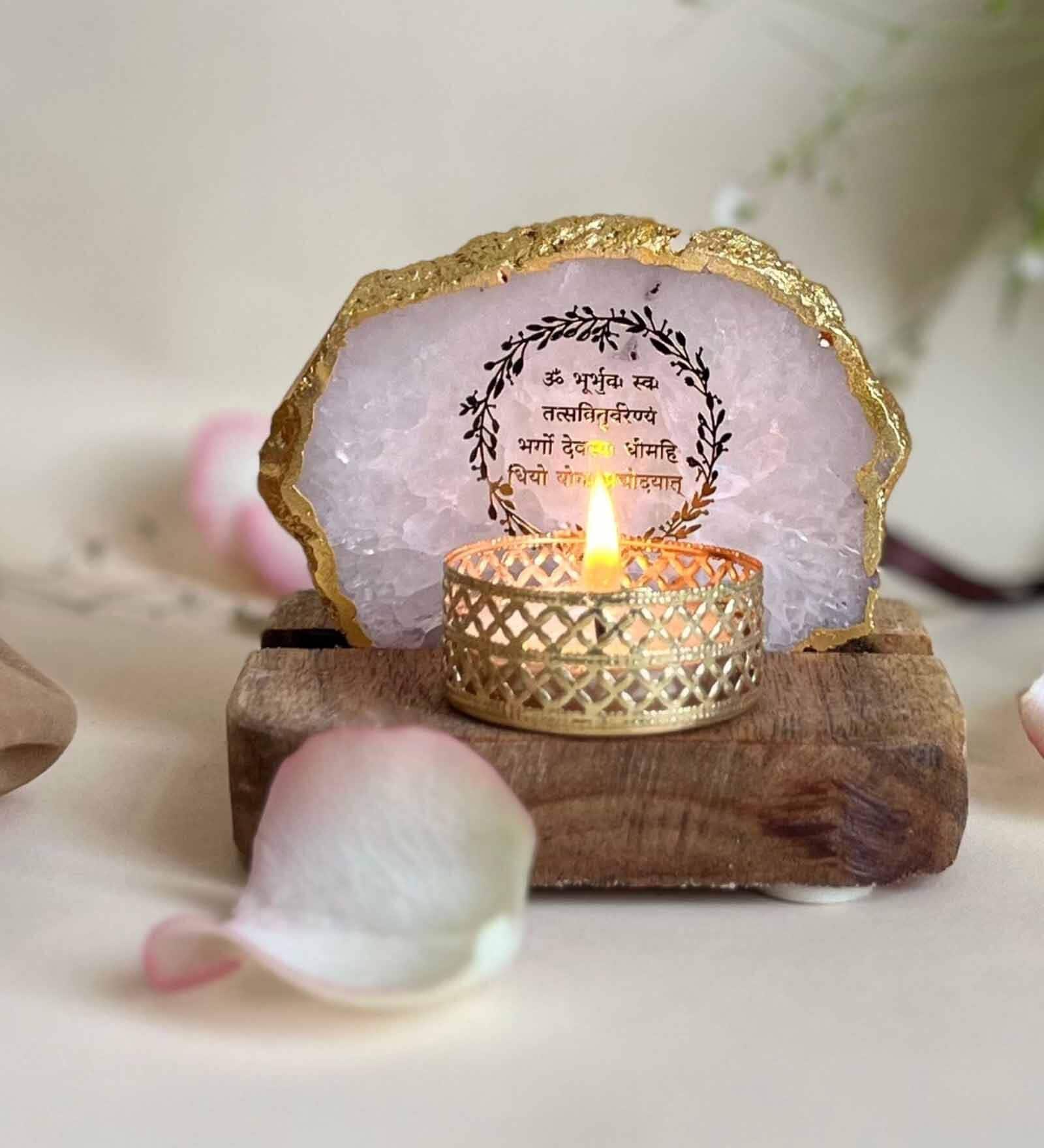 White Stone Figurine Tea light Holder