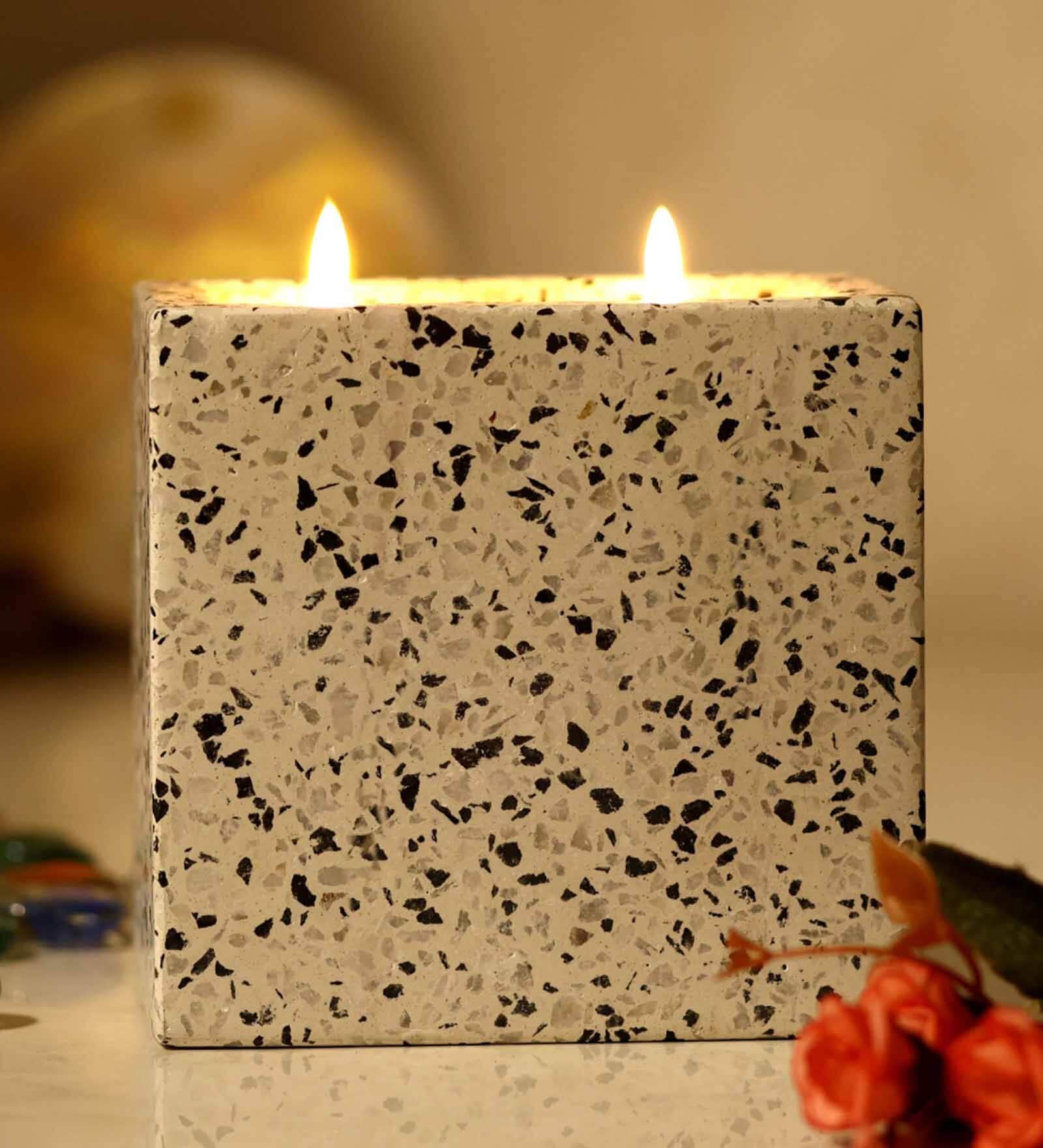 Terrazzo White Metal Tea Light Holder