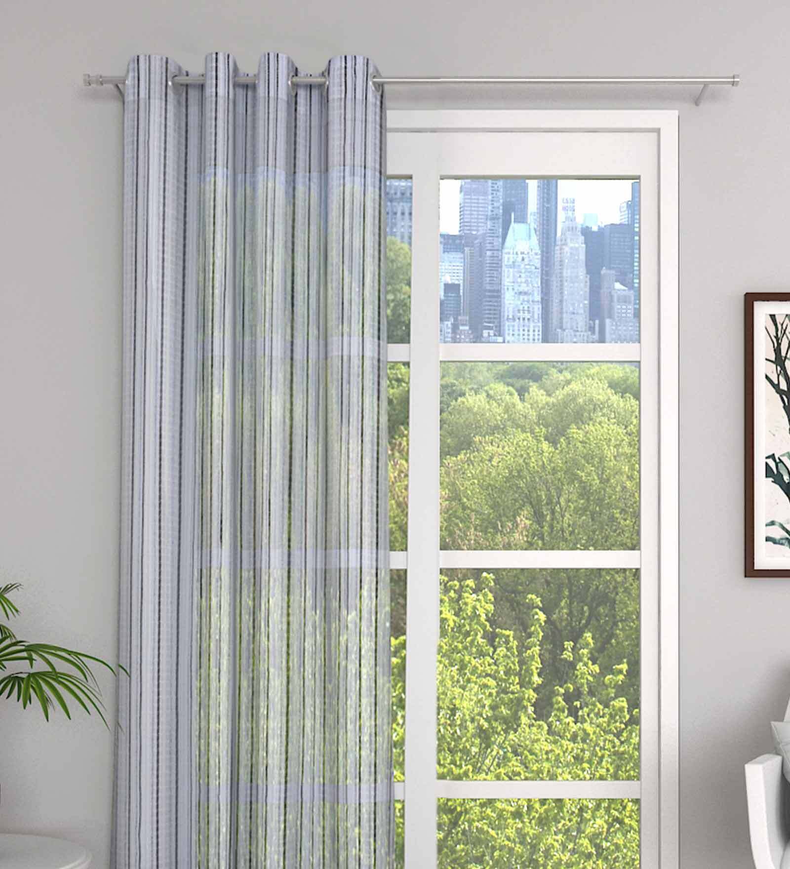 White Tissue Light Filtering 9 Feet Eyelet Curtain (Set of 2)