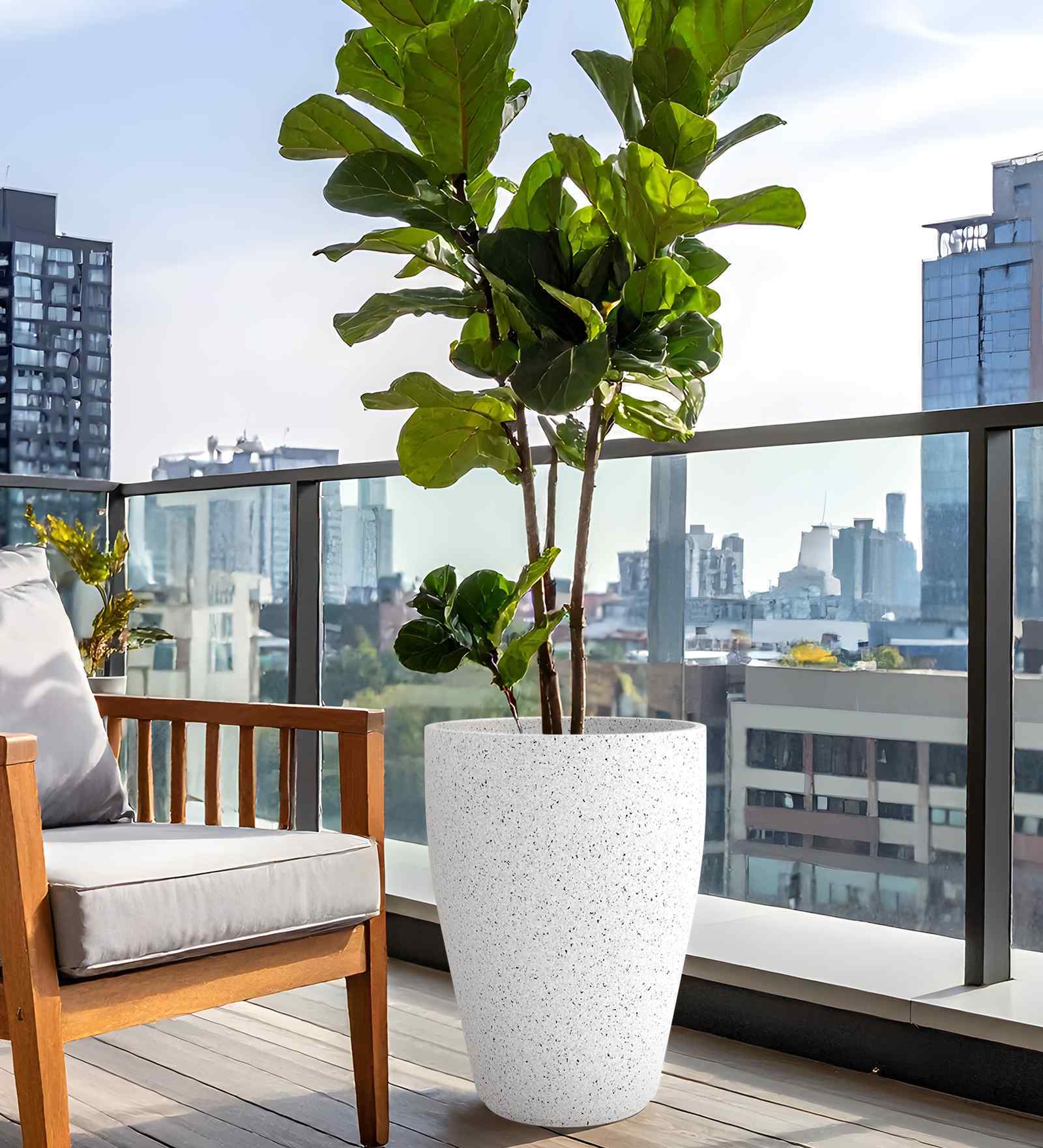 White VNR Marble Round 18 Inches Planter