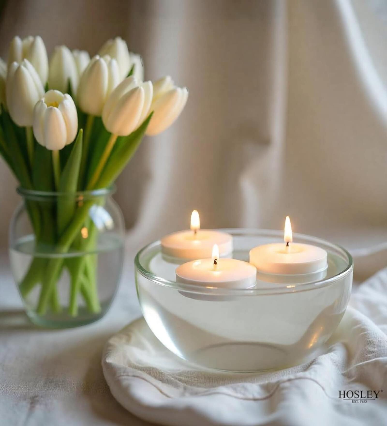 White Wax Floating Candles Set Of 12