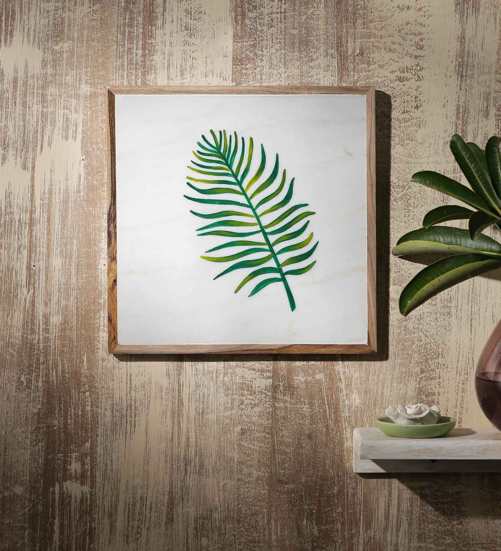 White Wood And Marble Nature Walk Hand Painted Wall Accent