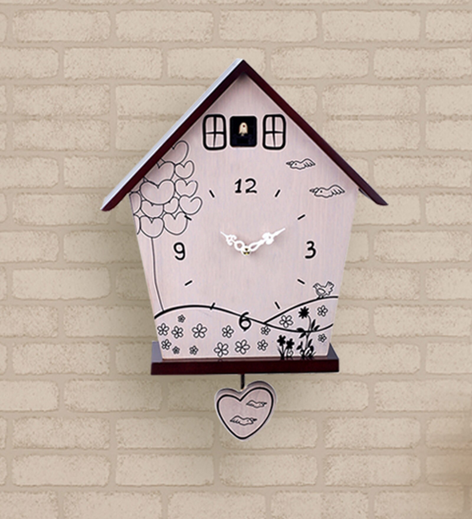 White Solid Wood Analog Cuckoo Clock