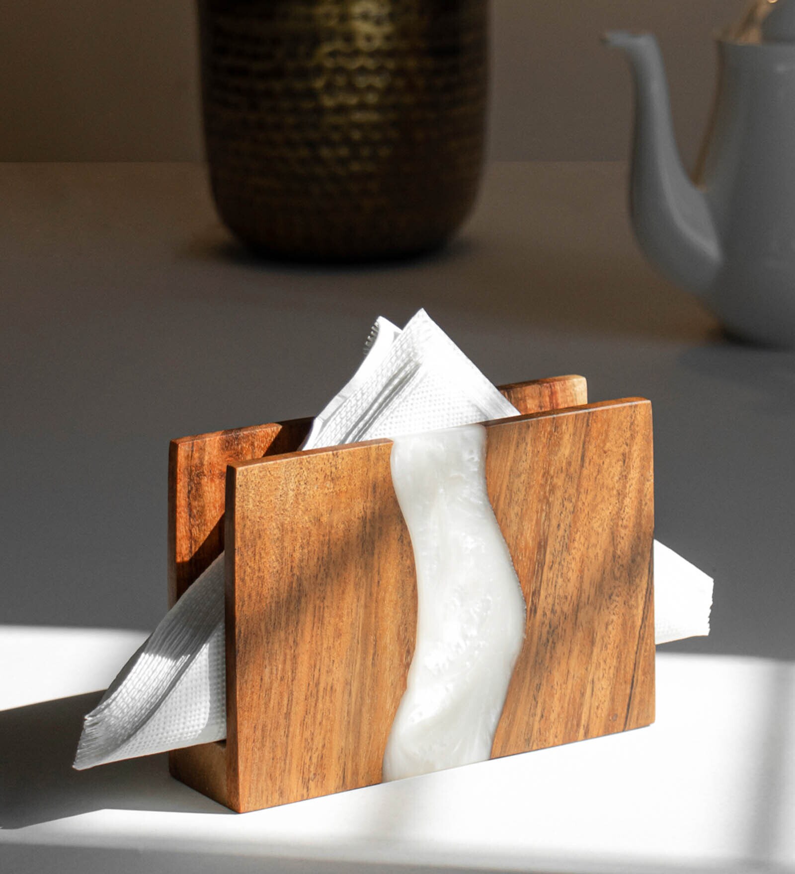 Buy Epoxy Moon Mist White & Brown Resin & MDF Tissue Holder at 22 OFF