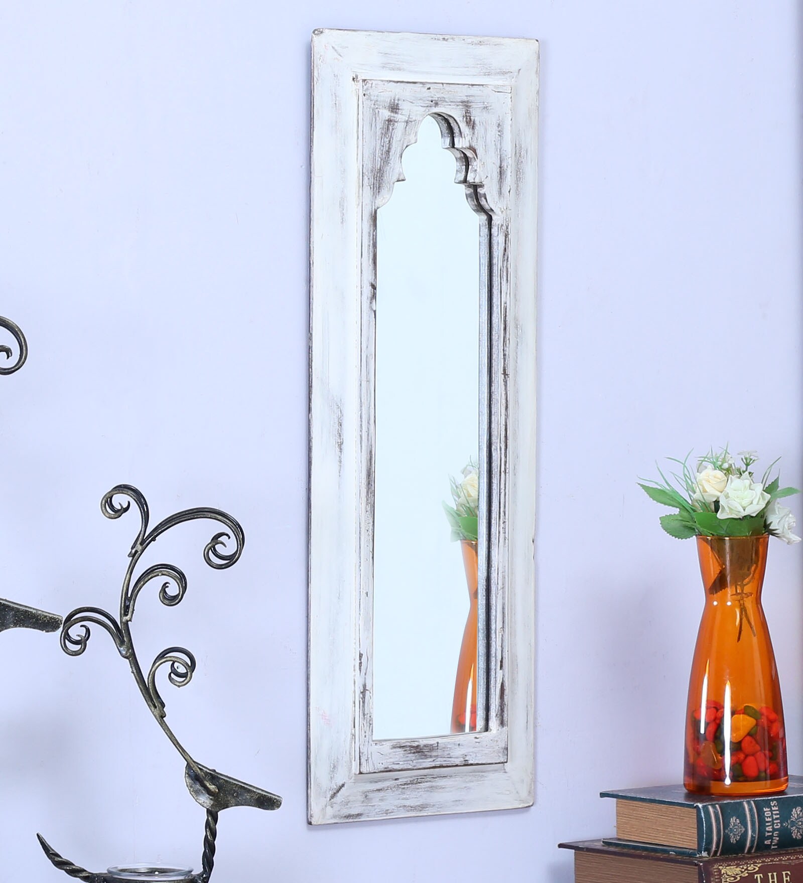 White Mango Wood Decorative Mirror