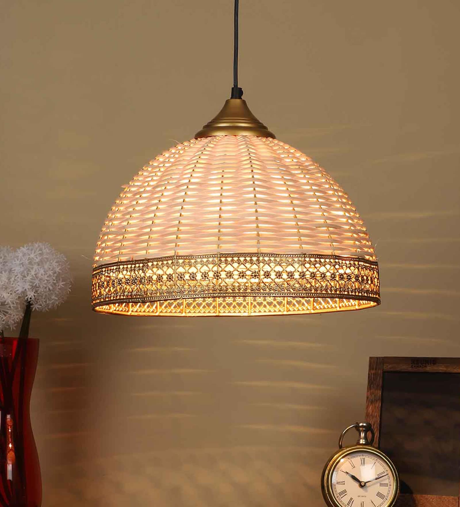 Ann White Wood Hanging Light
