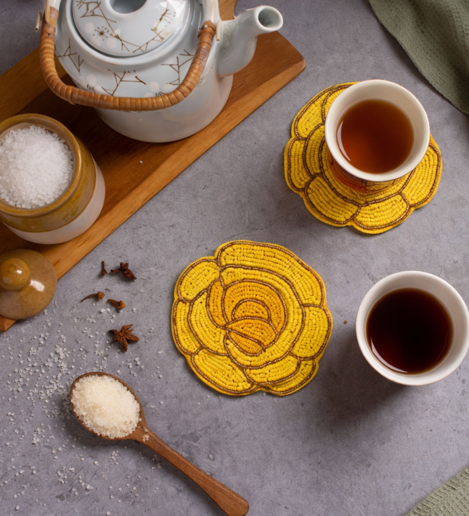 White Wooden Beaded Square Box