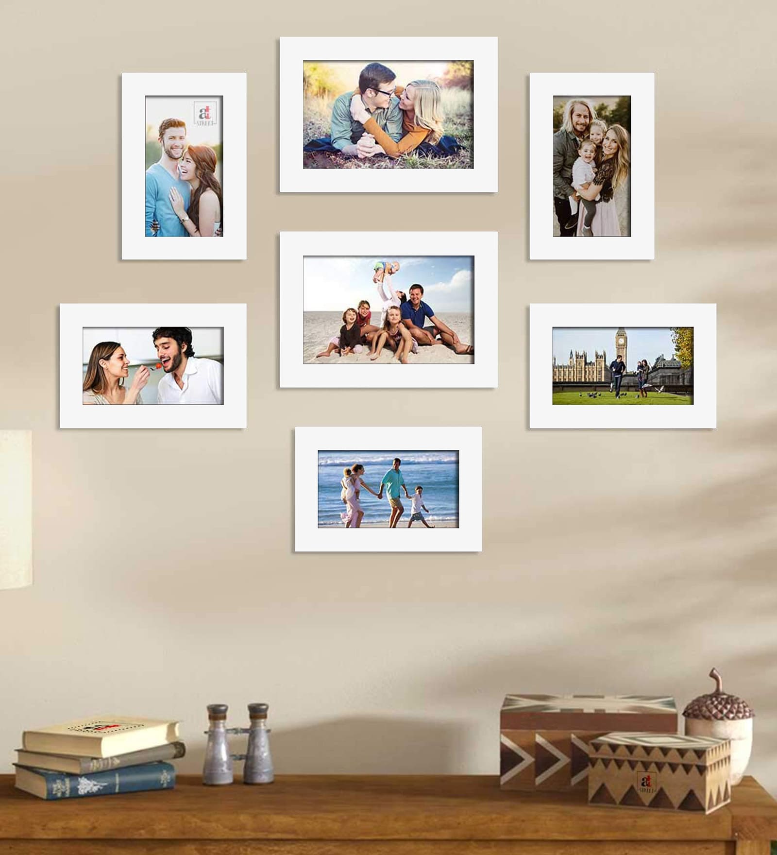 Buy Amara Set Of 7 White Synthetic Wood Collage Photo Frames at 20% OFF ...