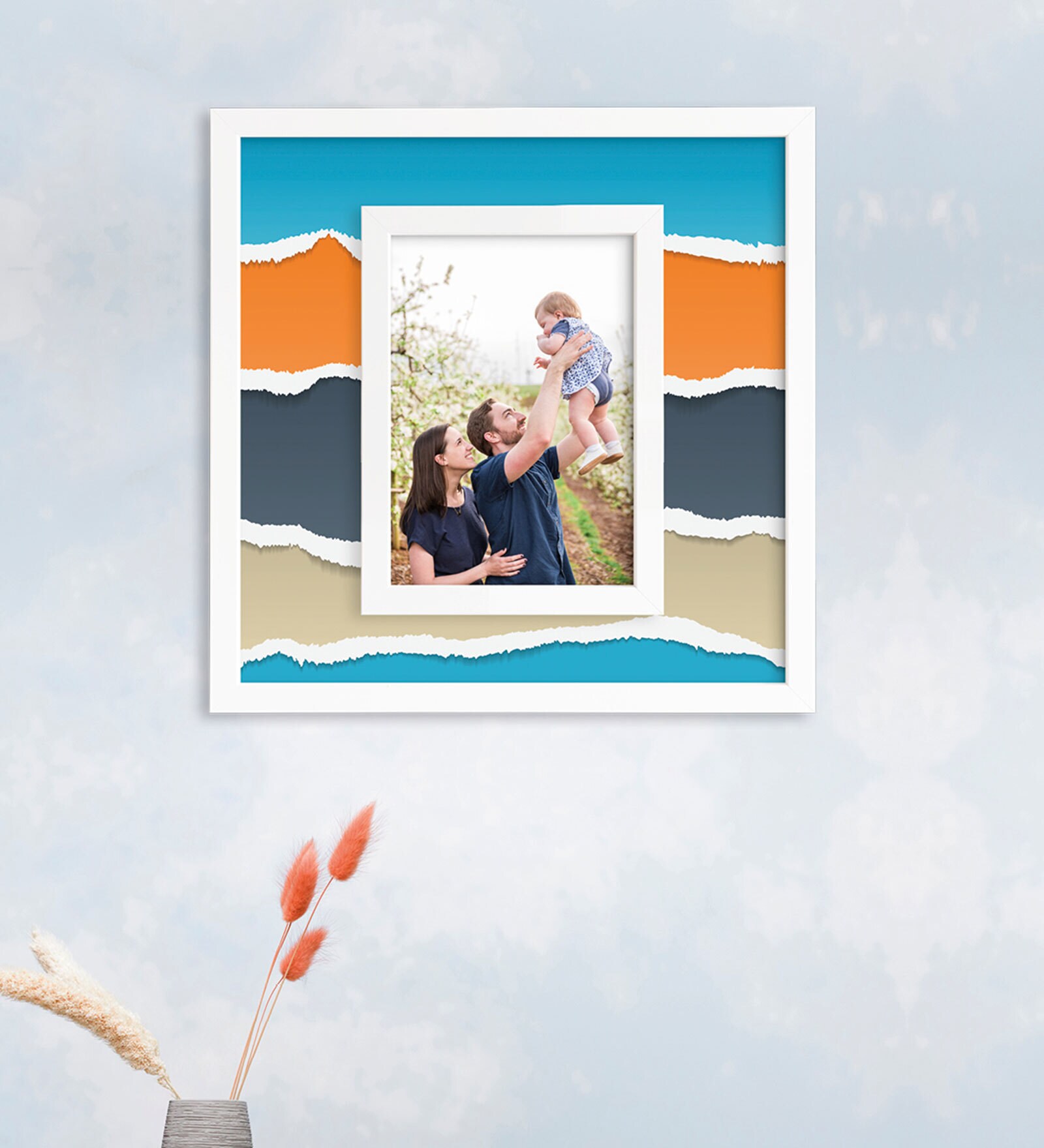 White Wooden Wall Hanging Photo Frame
