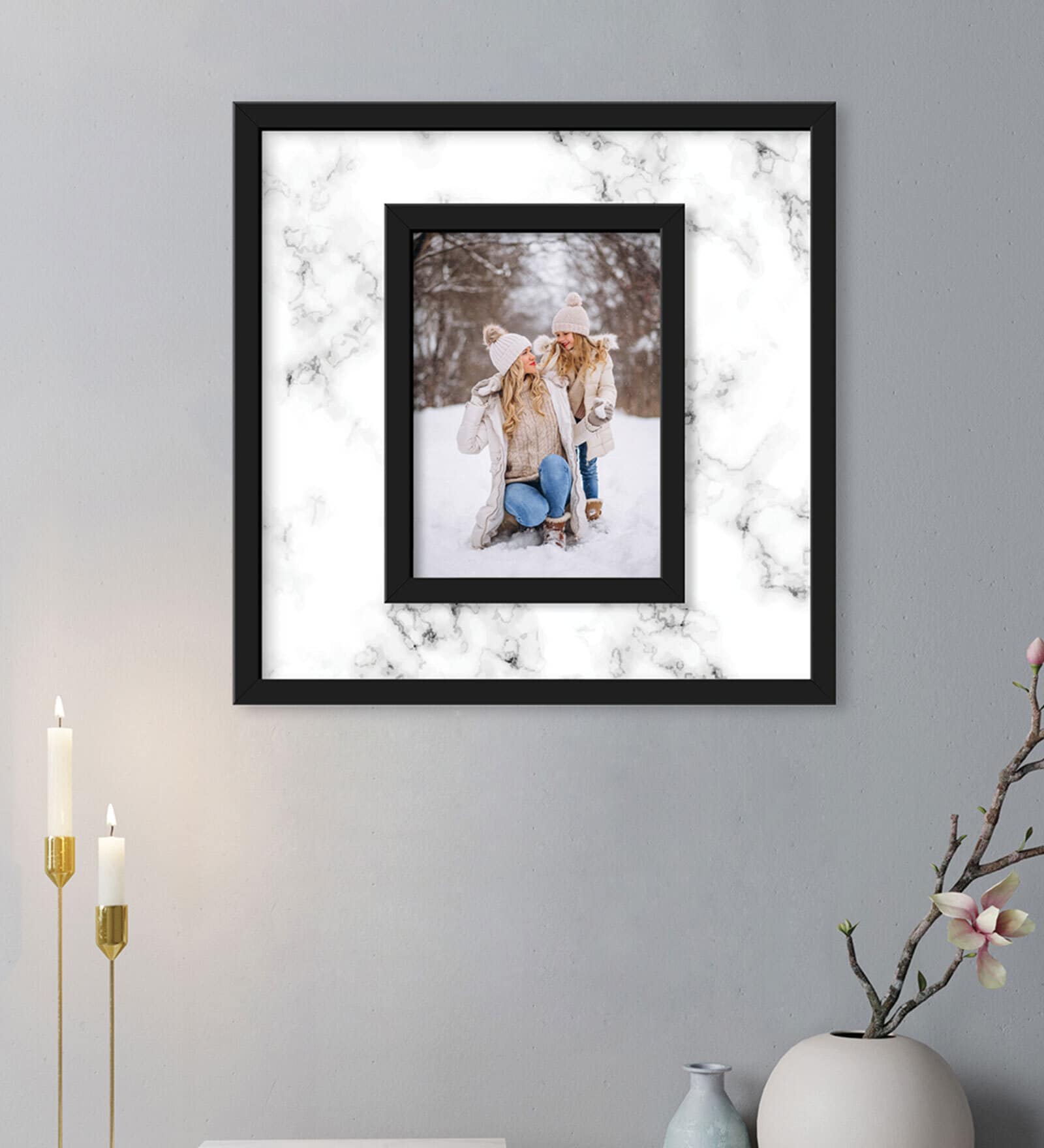White Wooden Wall Hanging Photo Frame