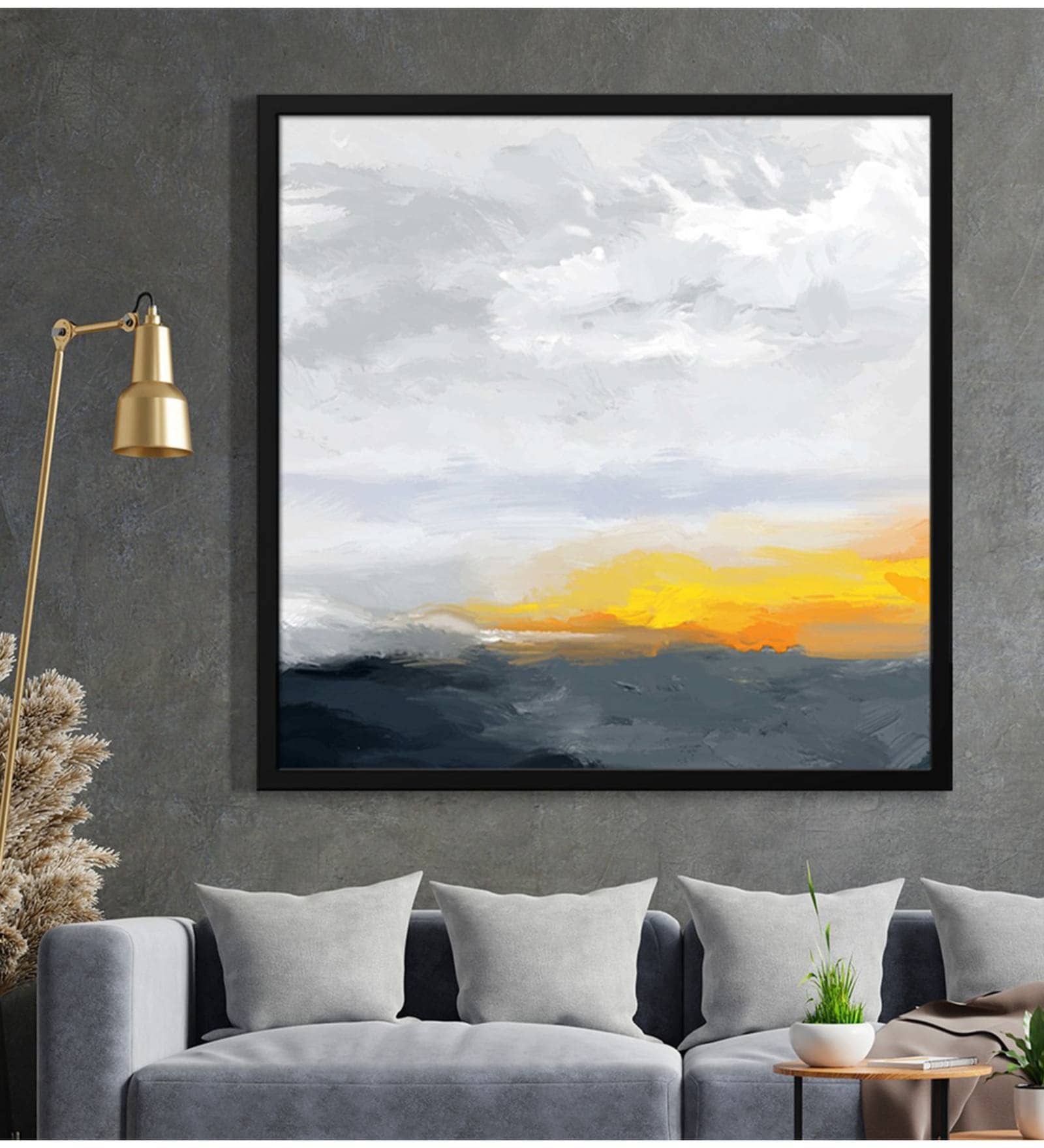 White Yellow And Blue Modern Art Canvas Art Print