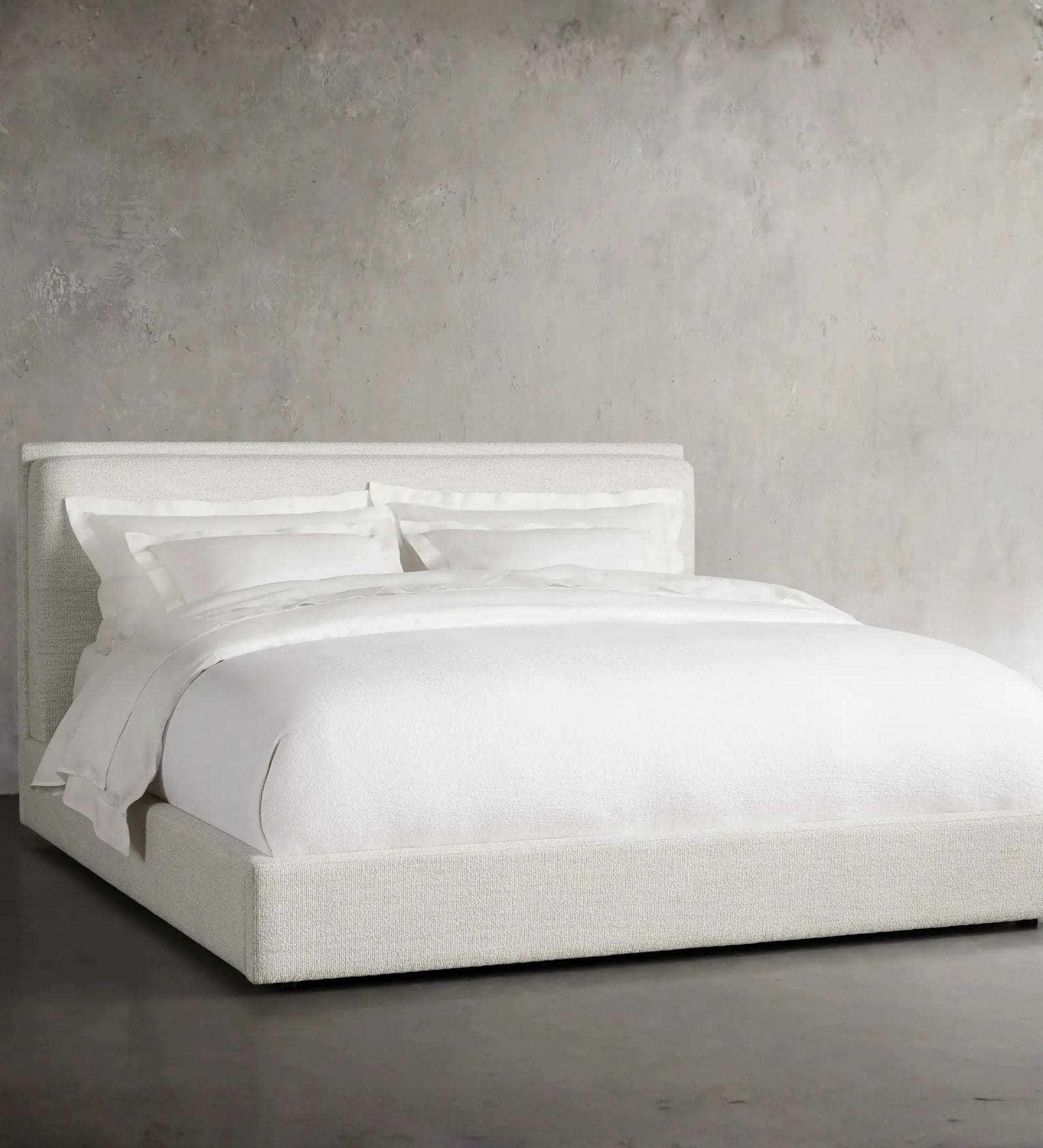 Whitelush Linen King Size Bed in White Colour Whitelush Linen King Size Bed in White Colour