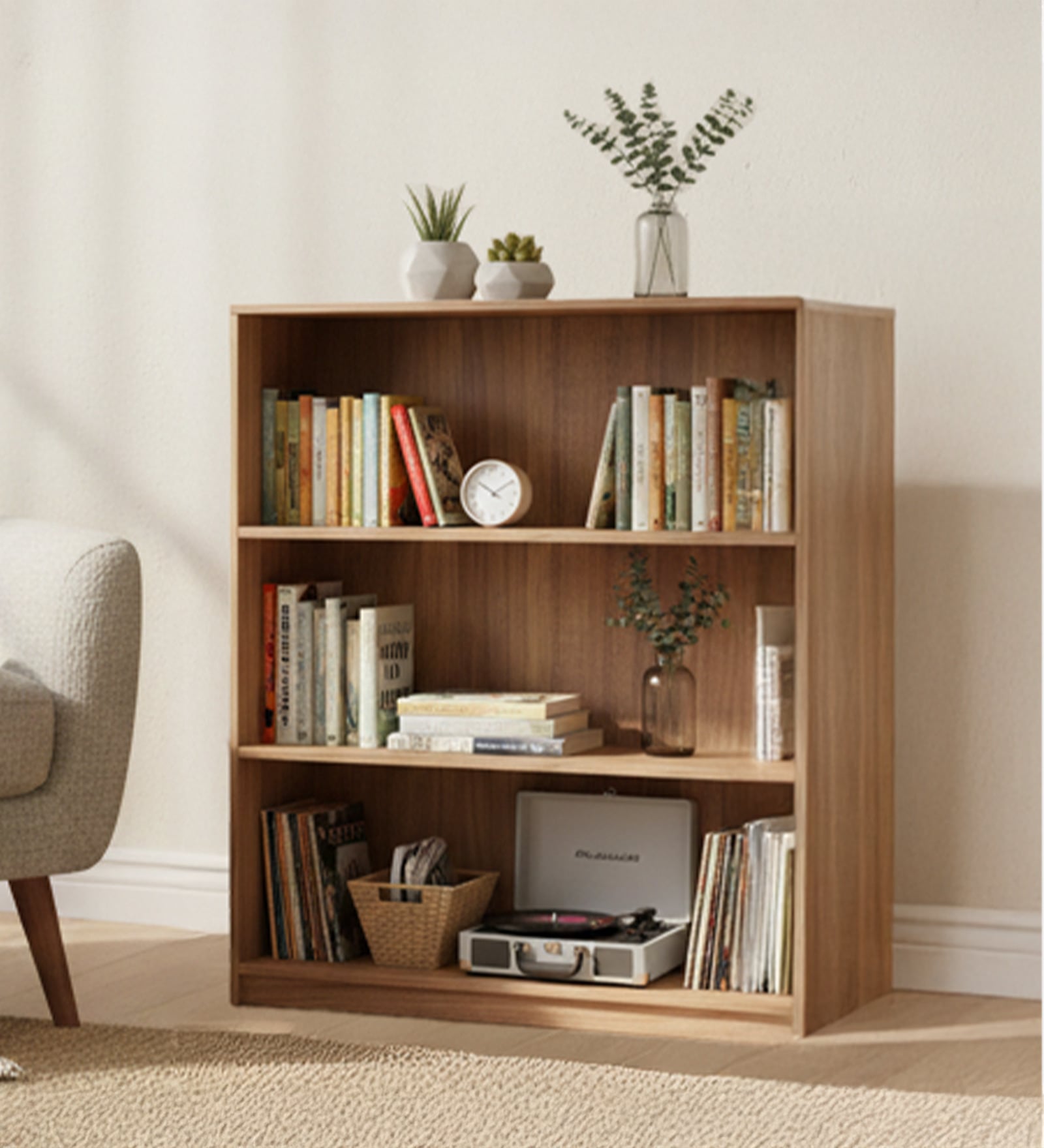 Whitman 3 Tier Bookshelf In Leon Teak Finish