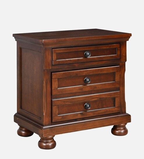 Miami American Bedside Table In Brown Color