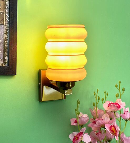 White & Black E27 holder Metal & Glass Uplight Wall Scone