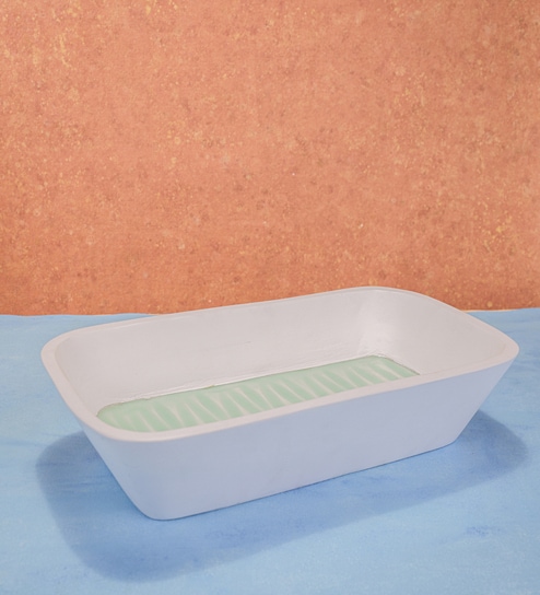 White & Green Mango Wood Serving Bowl