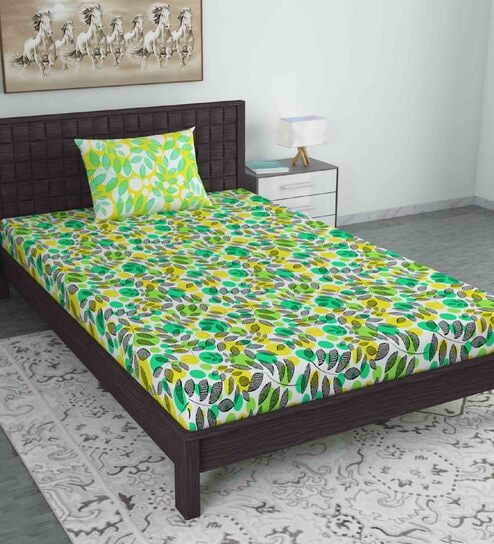 Multicolor Floral 144 TC Cotton Single Bed Sized Bed Sheets With 1 Pillow Cover