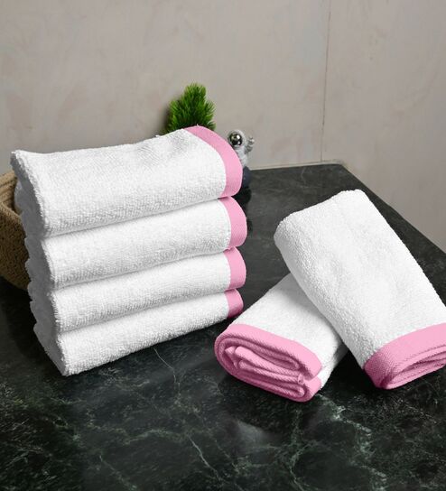 White Cotton Solid 500 GSM 6 Pcs Face Towels