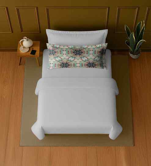 White 100% Cotton Single Bedsheet with 1 Pillow Cover
