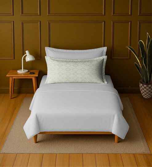 White 100% Cotton Single Bedsheet with 1 Pillow Cover