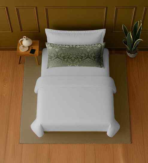 White 100% Cotton Single Bedsheet with 1 Pillow Cover