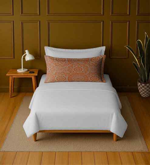 White 100% Cotton Single Bedsheet with 1 Pillow Cover