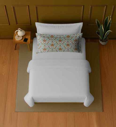 White 100% Cotton Single Bedsheet with 1 Pillow Cover