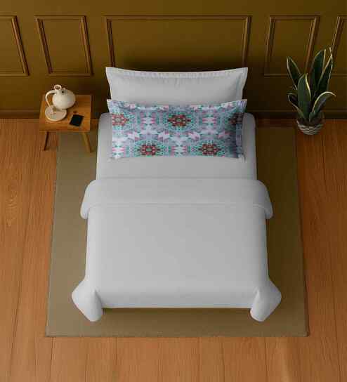 White 100% Cotton Single Bedsheet with 1 Pillow Cover