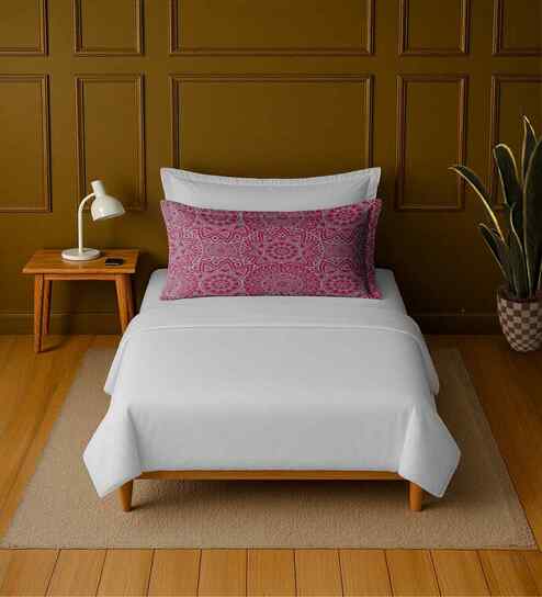 White 100% Cotton Single Bedsheet with 1 Pillow Cover