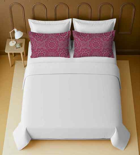 White 100% Cotton Super King Bedsheet with 2 Pillow Covers
