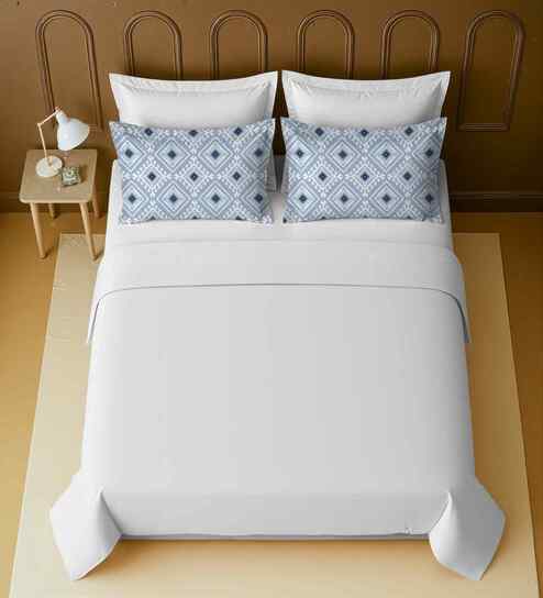 White 100% Cotton Super King Bedsheet with 2 Pillow Covers