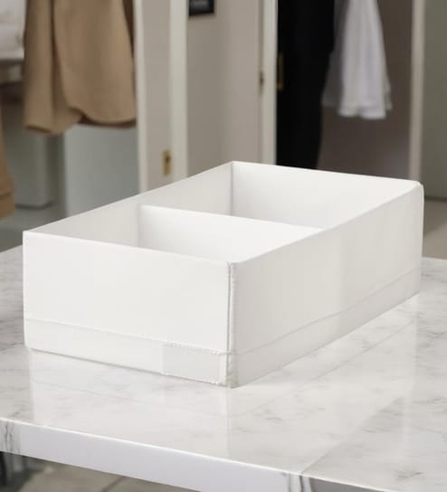 White Polyester Foldable Storage Organiser with Multiple Compartments Durable, Washable Solution