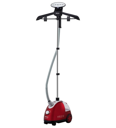 White Adjustable Garment Steamer with Hanger & Fabric Brush-image-48