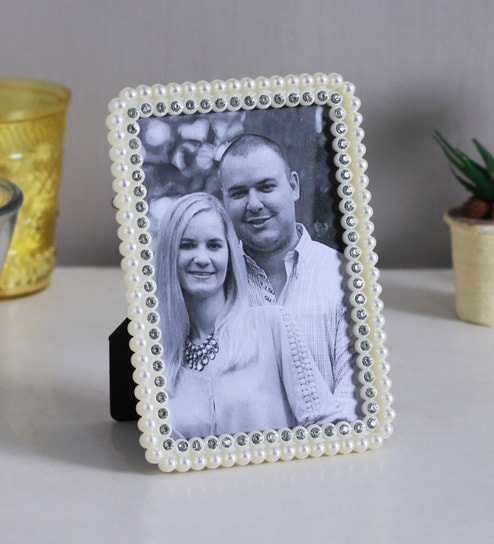 Buy White Alloy 4 X 0 5 X 6 5 Inch Pearl Decorated Photo Frame By