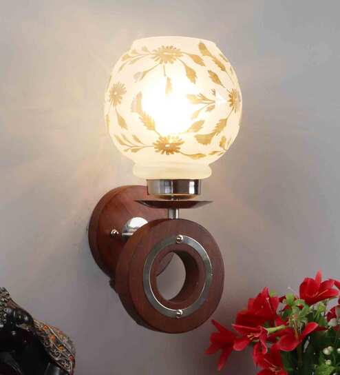Lampost Brown Wood and Iron Wall Sconces by Foziq