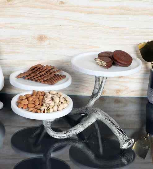 White Antler Serving Tray Set