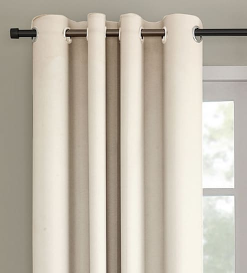 Buy White Blackout Satin 5 Feet Eyelet Window Curtain By Eyda