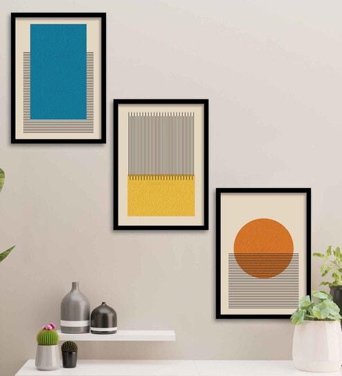 White Bohemian Set Of 3 Framed Wall Art Print