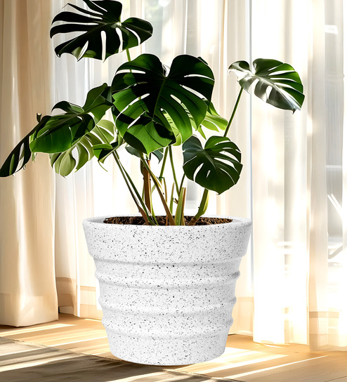 White BR Marble Round 21 Inches Planter