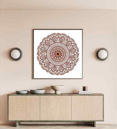 White Canvas Printed Mandala Framed Art