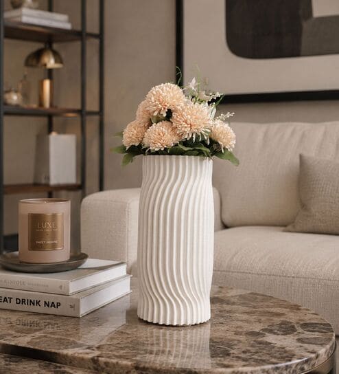 White Ceramic Eloquent Spiral 3D Vase