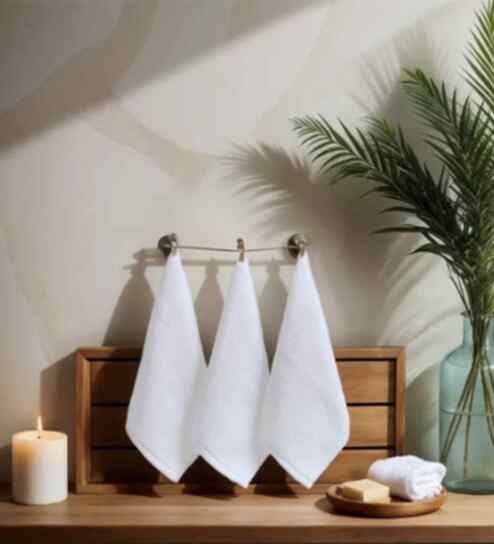 (Set of 5) White Cotton Fabric Multipurpose Towels