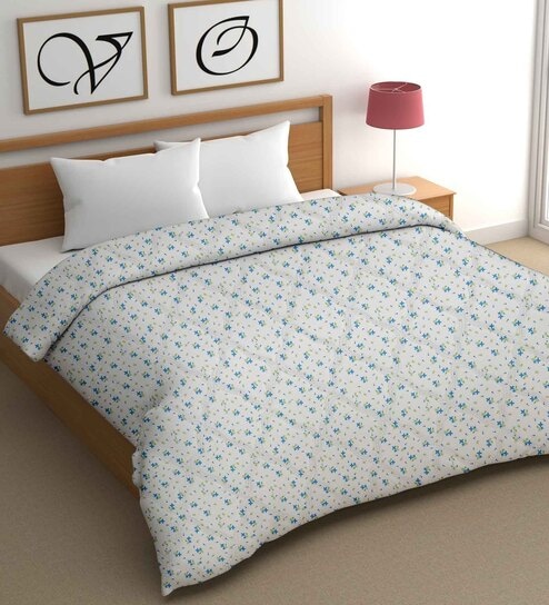 Blue Cotton Abstract 500 GSM Double Bed Comforter