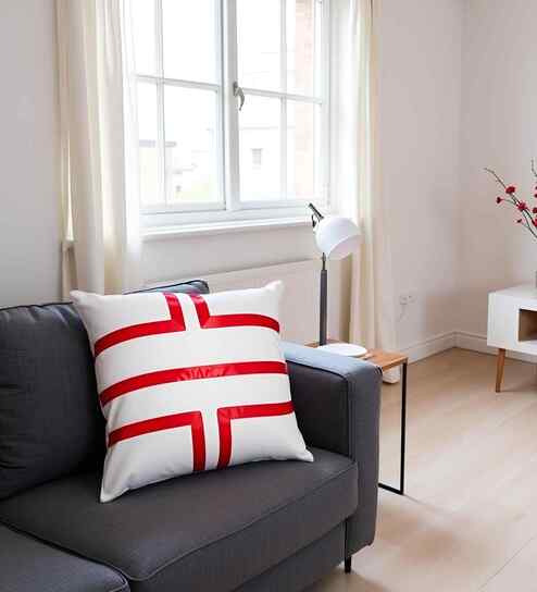 White Cotton Geometric 16x16 inches Cushion Cover