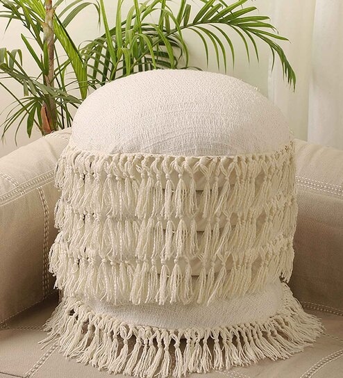 White Cotton Woven 16x16 inches Cushion Covers (Set of 5)