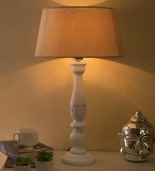 White Cotton Table Lamp