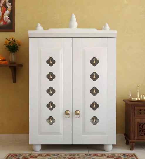 White Divyana Pooja Mandir With Door