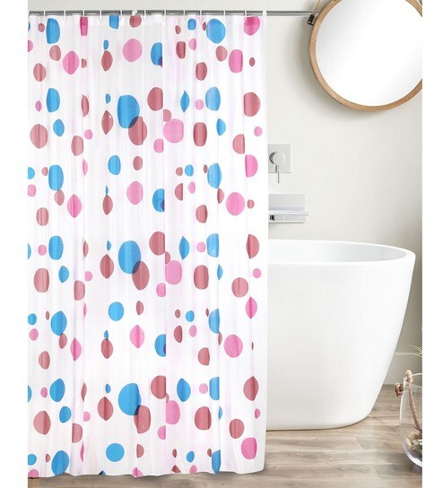 Buy White Dots Print Polyester Shower Curtain Length 78 Width