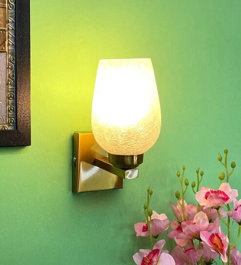 White E27 holder Metal & Glass Uplight Wall Scone